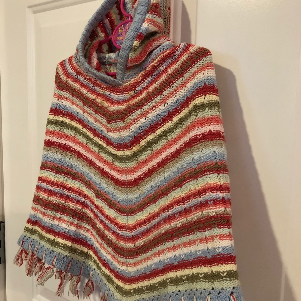 Girls knit hooded cape